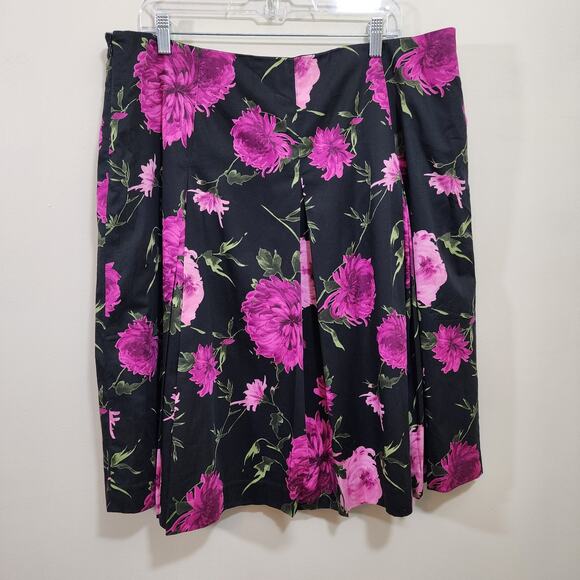 Talbots large purple and pink flower print pleated  lined skirt woman's size 18 - Picture 3 of 10